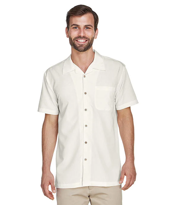 Carefree M560 - Harriton Mens Barbados Textured Camp Shirt | Creme