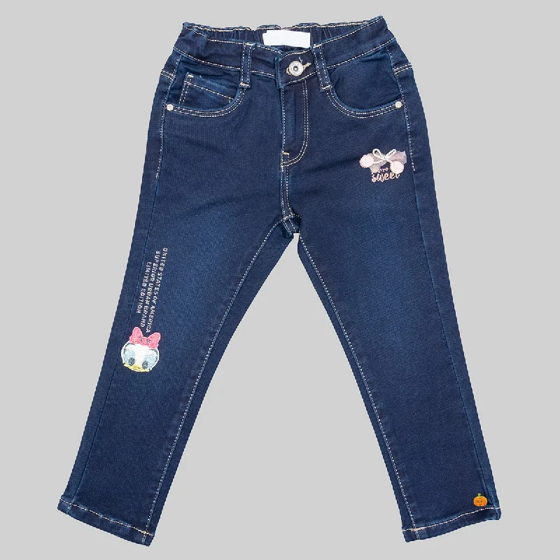 Youthful Dark Blue Slim Fit Girls Jeans