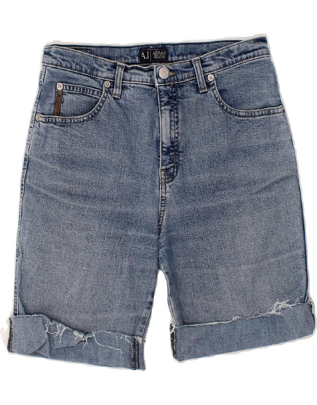 Diamond Series ARMANI Womens Denim Shorts W27 Small Blue