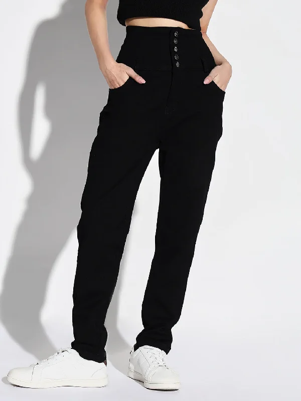 Renaissance Style Women Black Slim Fit Jeans