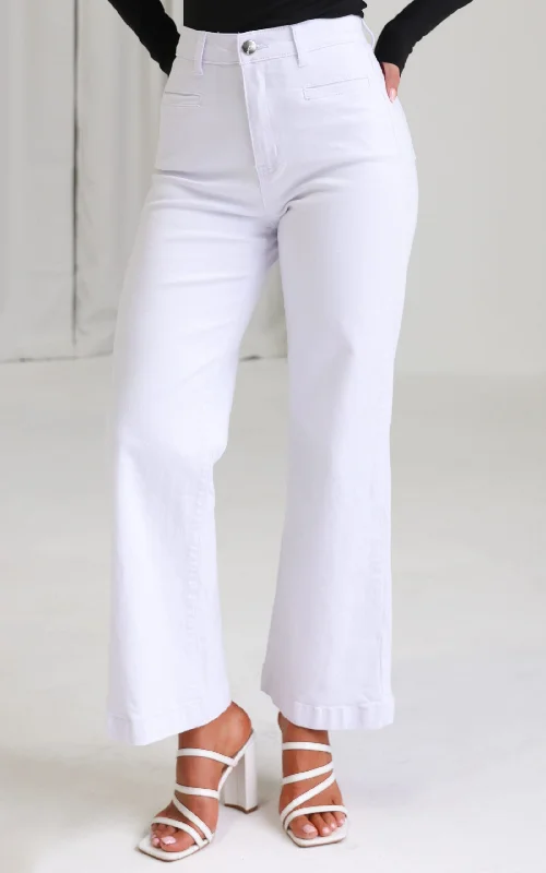 Classic Choice Fiolla Wide Leg Jeans - White