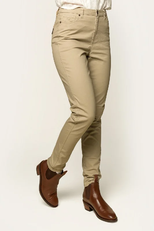 Comfortable Sweaters MacKenzie Womens 5 Pocket Stretch Drill Jeans - Khaki