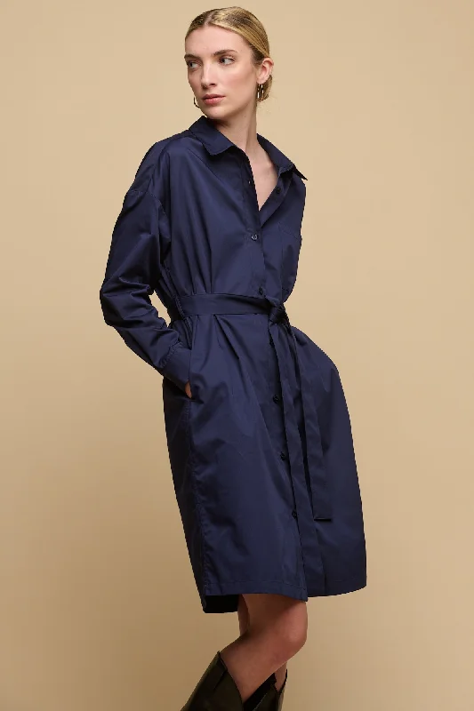 Personality Publicity Women's Lorelle Belted Midi Cotton Shirt Dress - Navy