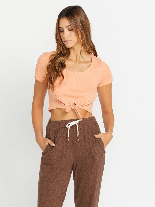 Fashion Must-have Lived in Lounge Rib Tie Front Tee - Clay