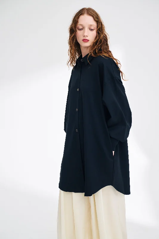 Minimal Comfort Oversized Tab Shirt Dress