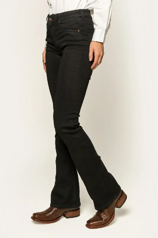 Cozy Pants Katherine Womens Mid-Rise Bootleg Jeans - Black