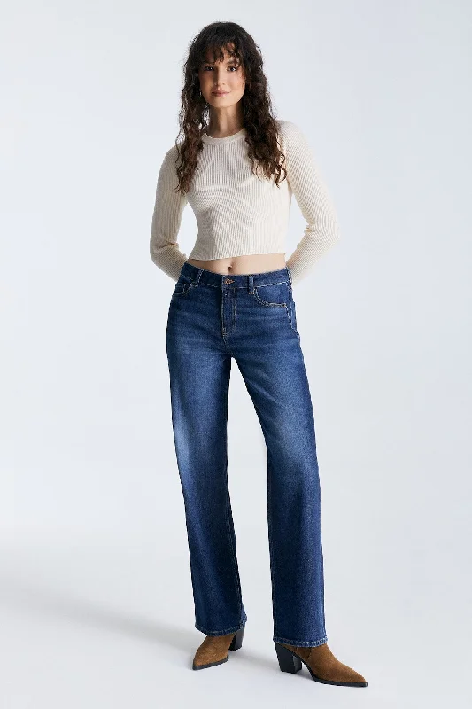 Simple Comfort Nova High Waist 5 Pocket Ankle Jeans Dark Blue