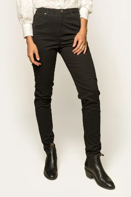 Easy Chic MacKenzie Womens 5 Pocket Stretch Drill Jeans - Black