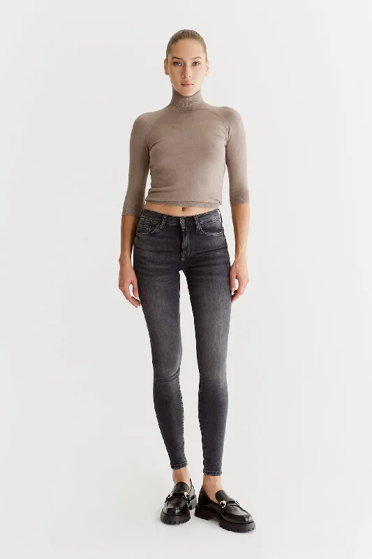 Unique Fashion Sophia High Waist Reshape 5 Pocket Pants Random Grey