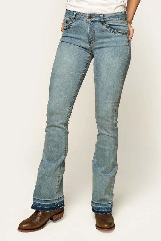 Trends Billie Womens Mid-Rise Bootleg Jeans - Light Blue
