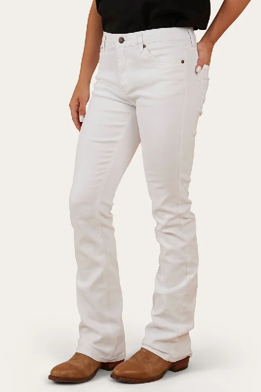 Everyday Style Katherine Womens Mid-Rise Bootleg Jeans - White