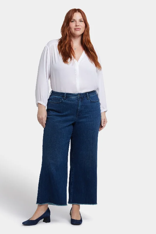 Stylish Ease Teresa Wide Leg Ankle Jeans In Plus Size - Ibiza Blues