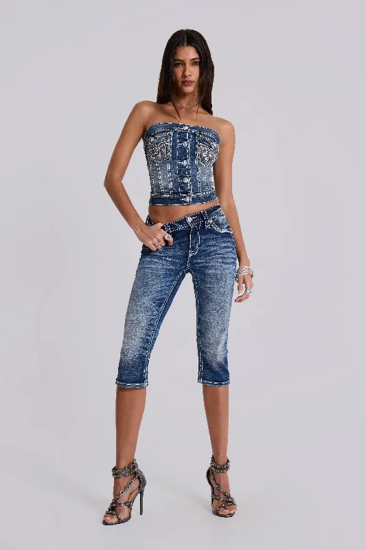 Casual Chic Rock Revival Capri Jeans
