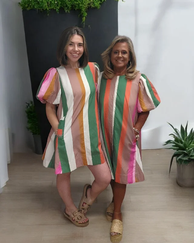Retro Woolen Jacket Stripes in Love Dress