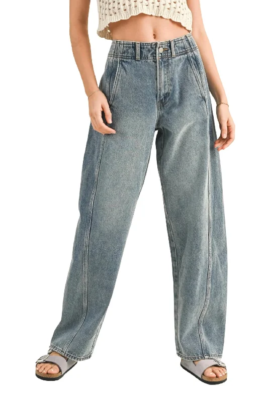Soft Textures Front Seam Jeans In Denim