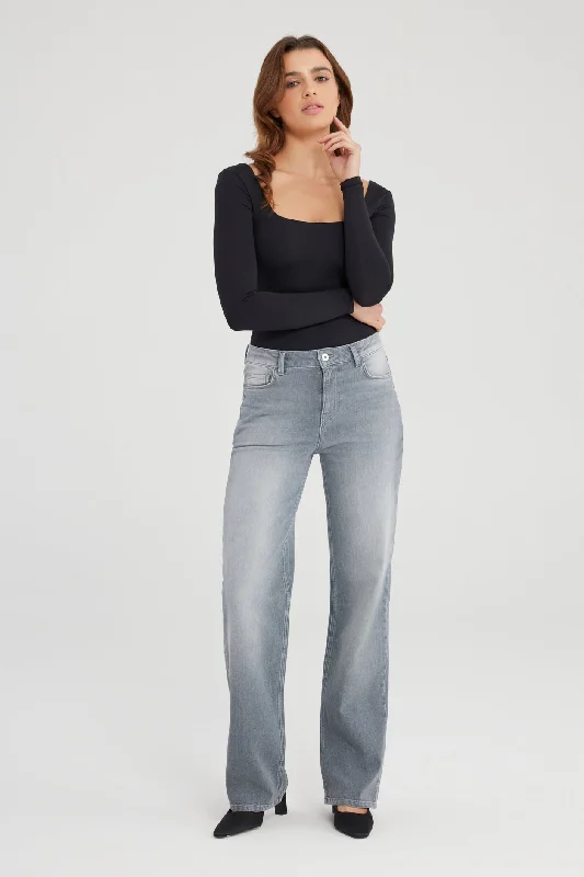 Comfortable Tops Nova High Waist 5 Pocket Ankle Jeans Grey VT