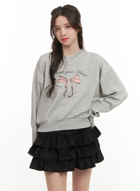 Cozy Sweaters Casual Ribbon Sweatshirt CJ514