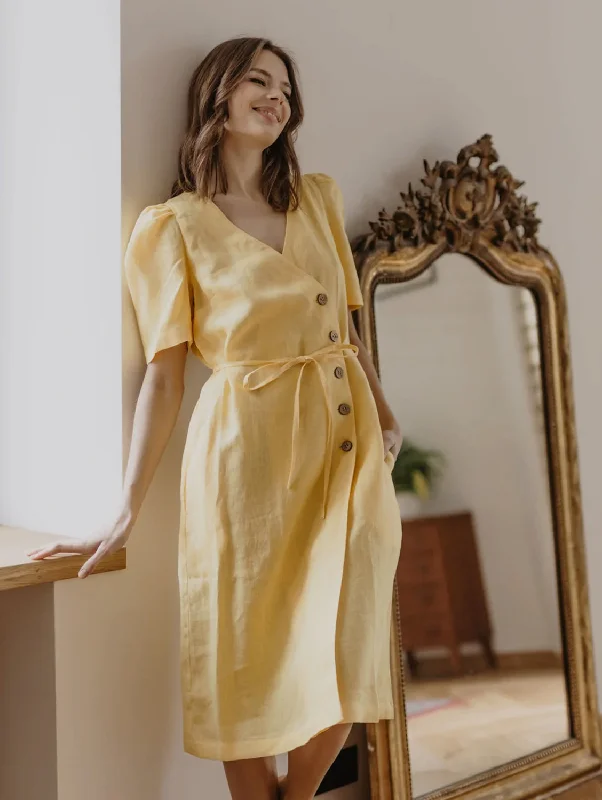 Street Show-off Style Smiltyne Women's Linen Dress | Multiple Colours
