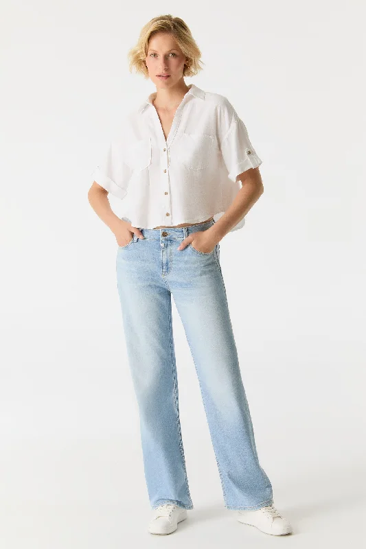 Comfortable Dresses Nova Mid Waist Regular Length 5 Pocket Jeans Light Blue
