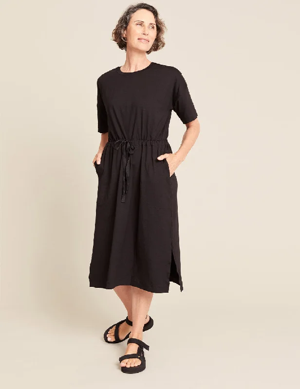 Stylish Wear T-Shirt Tie Dress - Black