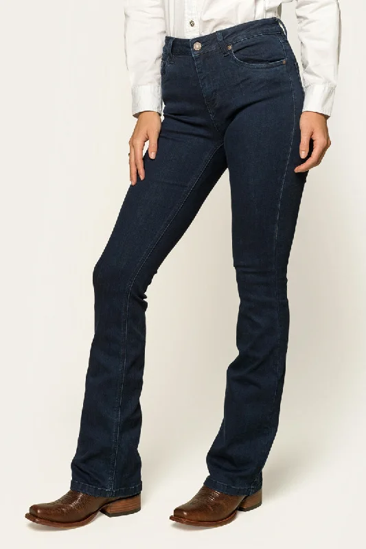 Comfortable Jackets Katherine Womens Mid-Rise Bootleg Jeans - Indigo Blue