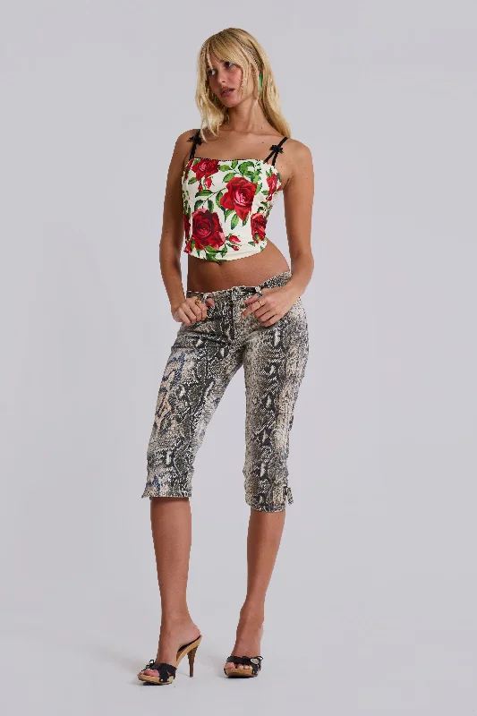 Smart Comfort Dovimo Snakeskin Capri Jeans