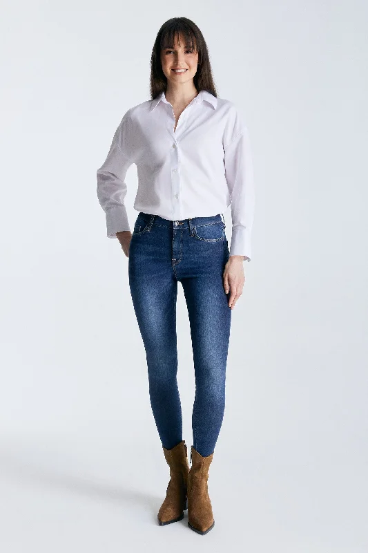 Easy Fashion Sophia High Waist Reshape 5 Pocket Jeans Dark VT Blue