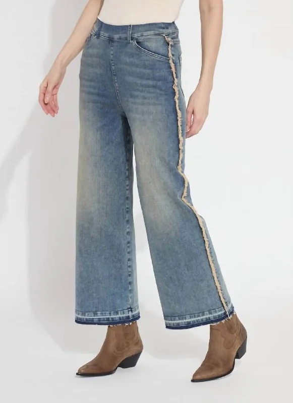 Street Vertical And Horizontal Design Era High Waist Wide Leg Jeans In Nutshell Dye Midwash