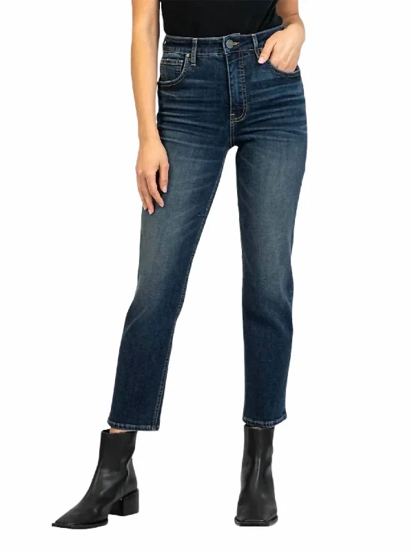 Relaxed Wear Elizabeth High Rise Straight Leg Jean In Resounding Dark Wash