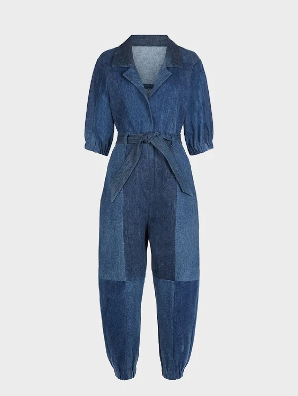 Lounge Wear Classic Denim Jumpsuit Dark Blue