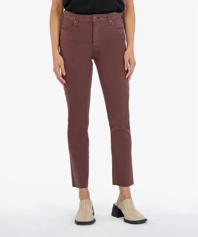 Effortless Dressing Reese Straight Leg Ankle Jeans In Bordeaux