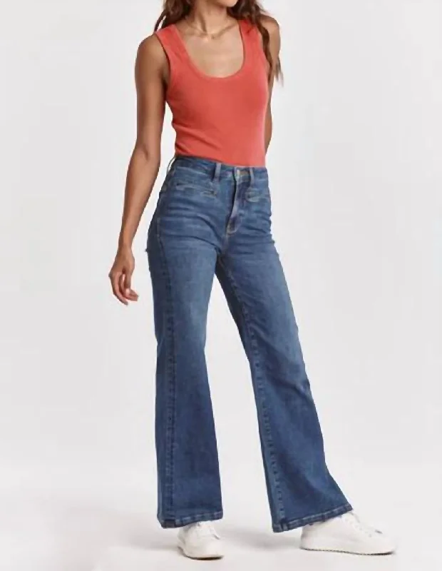 British Style Fiona Wide Leg Jeans In Tempo