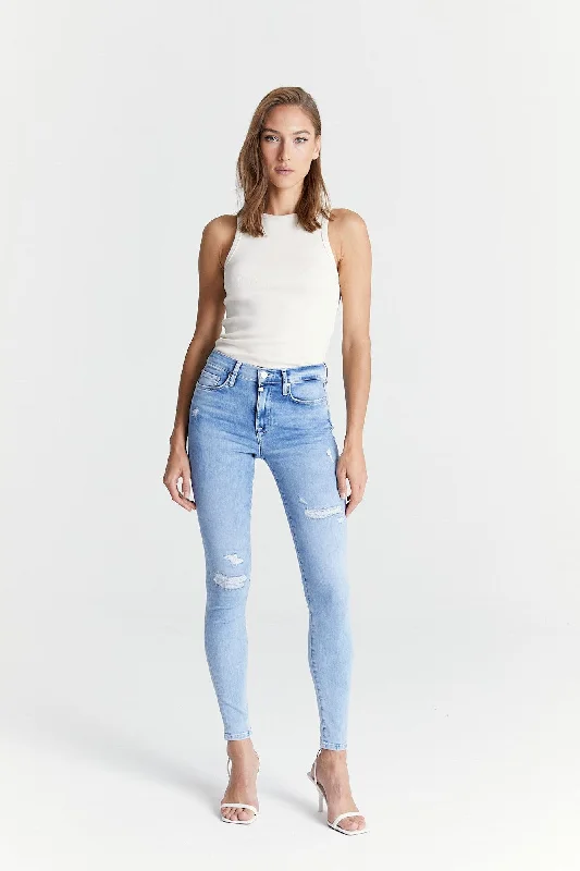 Design Must-have Sophia High Waist Reshape 5 Pocket Jeans Light Blue Destroyed