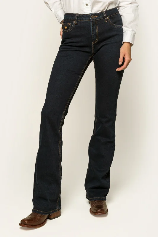 Trendy Wear Katherine Womens Mid-Rise Bootleg Jeans - Dark Blue