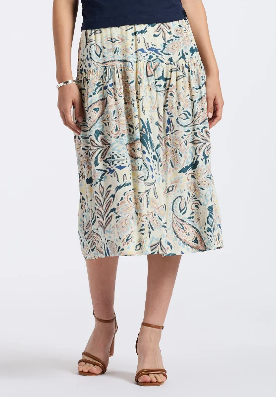 Chic Relaxation Lupita Women's Floral Print Tiered Midi Skirt, Paisley - WS0016P