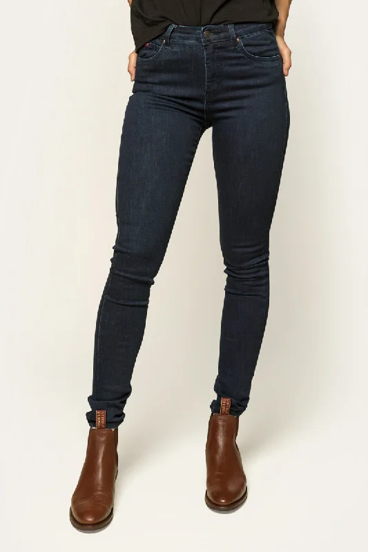 Retro Skirt Design Sammy Womens High Rise Skinny Leg Jeans - Indigo Blue
